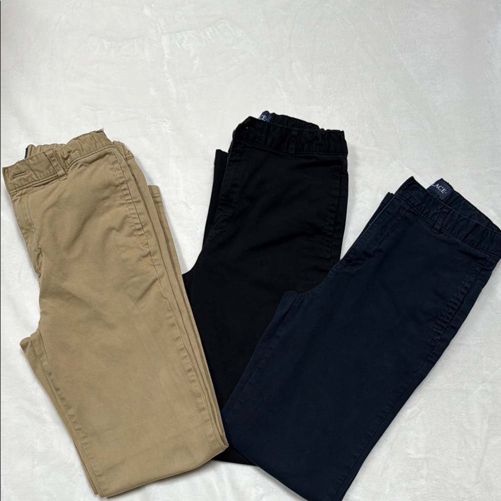 Children’s place 3 Elastic Waist Pants Trio - Black, Navy, Tan 14 Slim